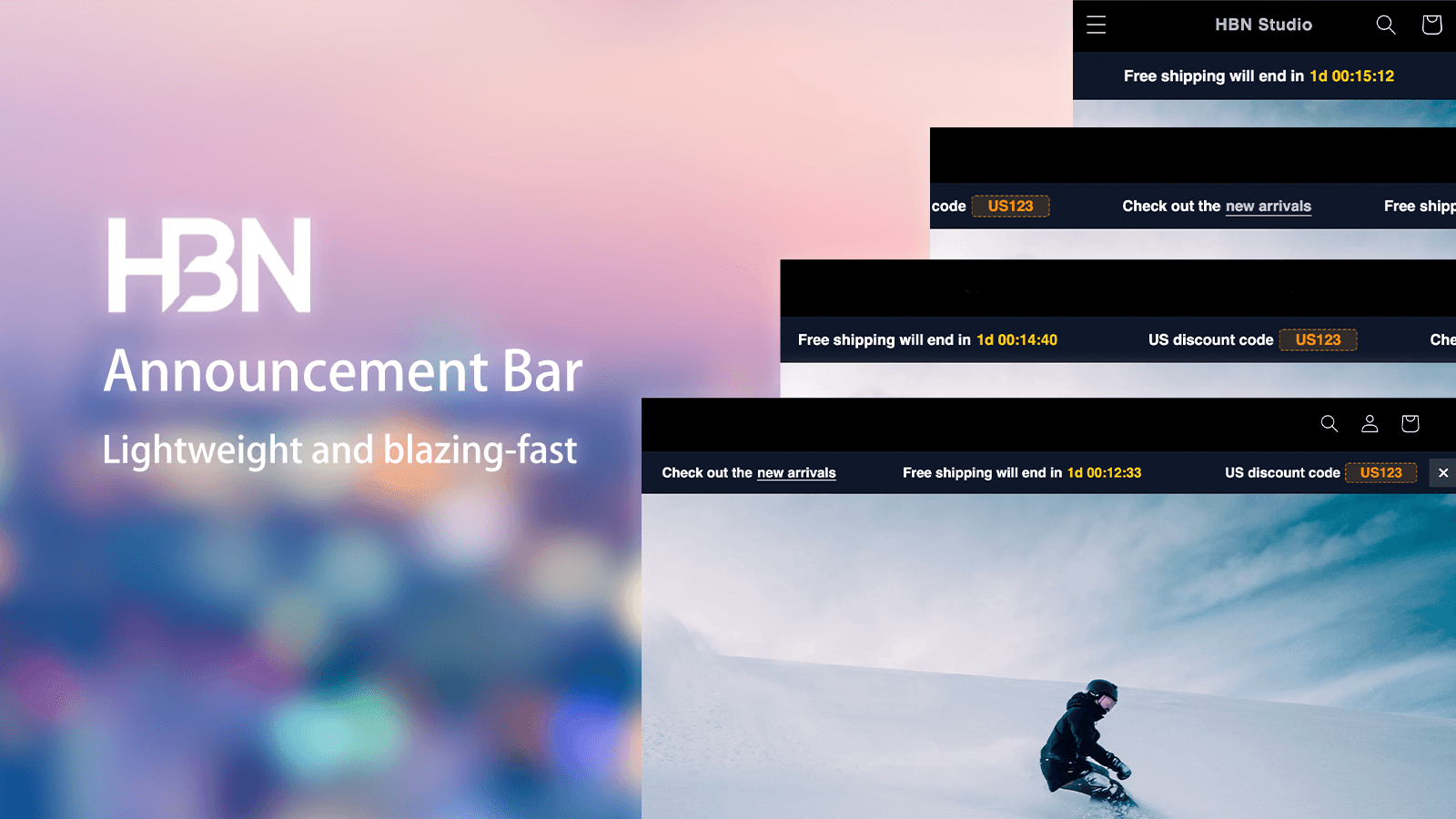 HBN Announcement Bar storefront examples
