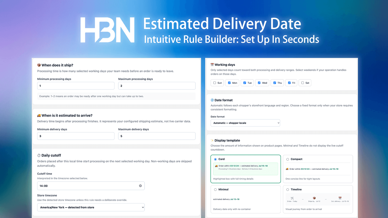 Estimated delivery rule builder