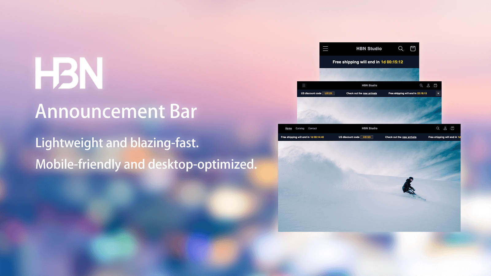 Responsive announcement bars on mobile and desktop