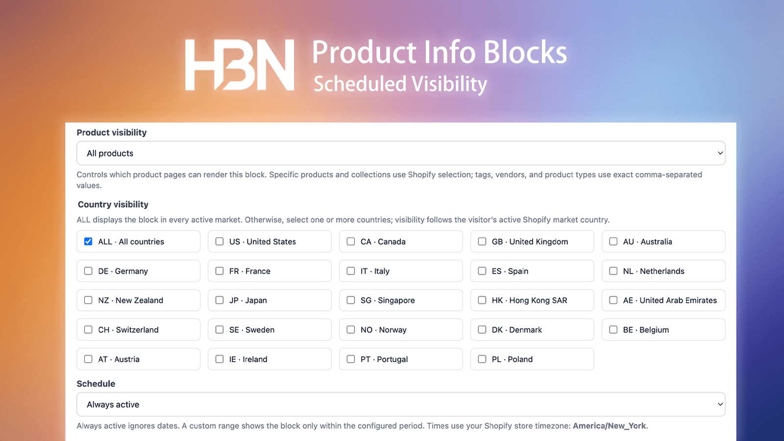 Scheduled visibility controls for product information