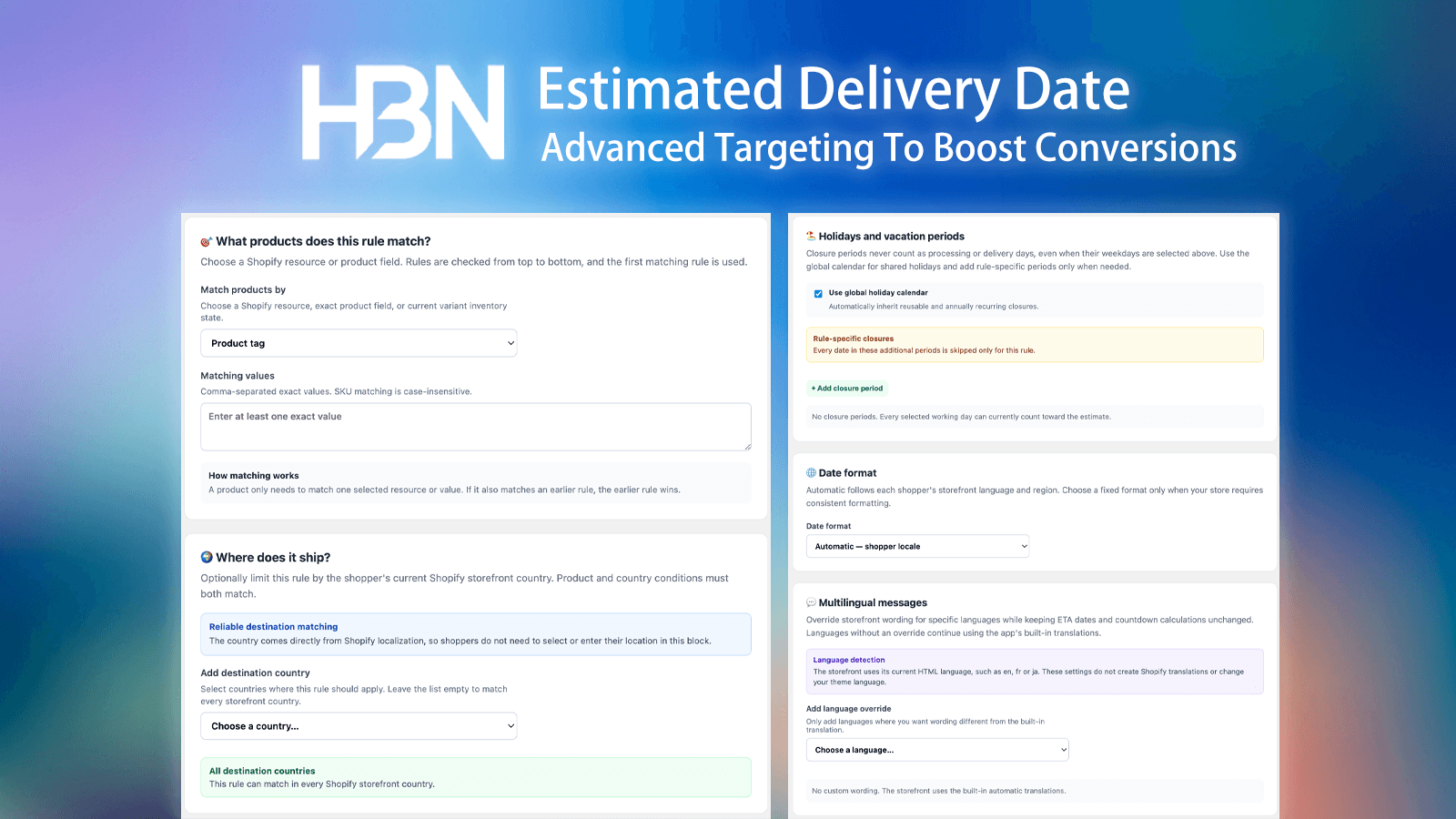 Product and location targeting for delivery rules
